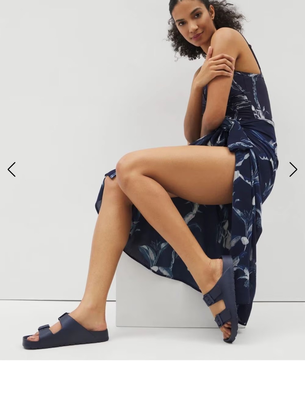 Soma Navy Buckle Slide Sandals